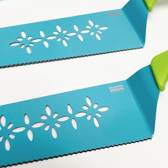 Kuhn Rikon Slice & Serve Knives Set of 2 with Sheaths K65363 NEW AQUA/LIME - Picture 3 of 6